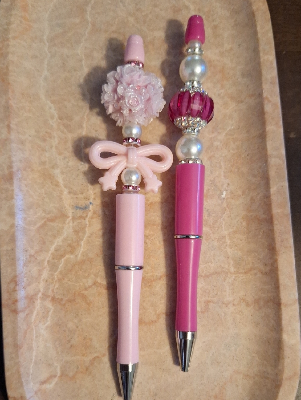 Pink Decorative Bow & Flower Pen Set
